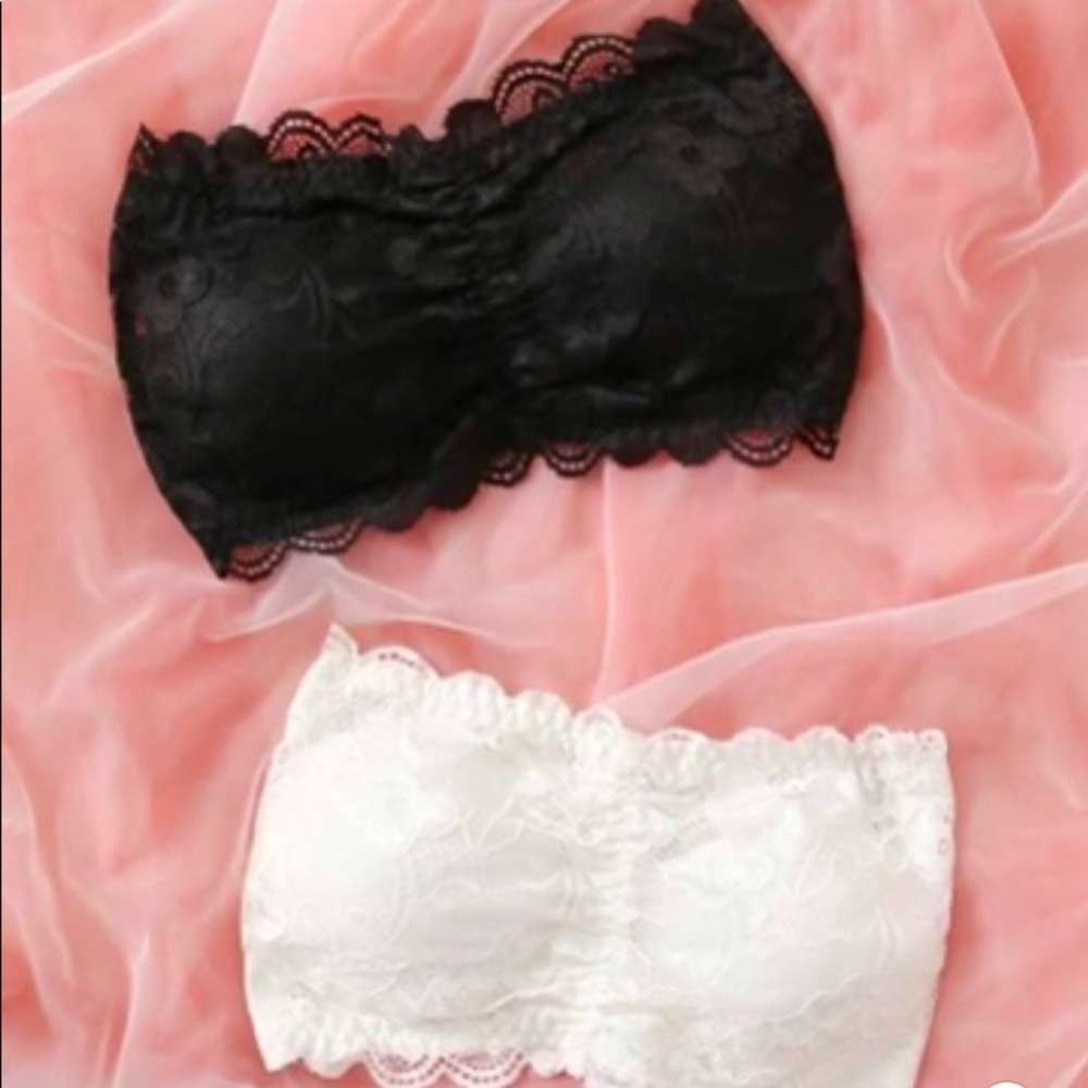 2 Pack Floral Lace Strapless Bra Set